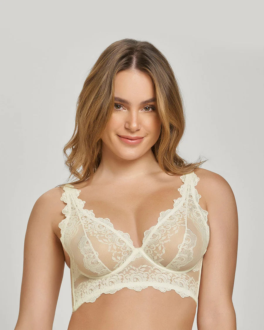 Brasier tipo bralette en encaje y transparencias