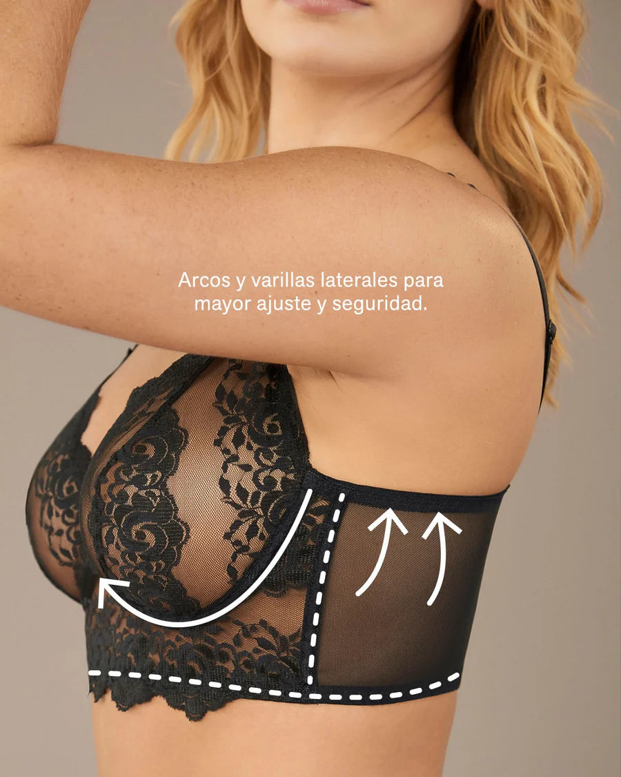 Brasier tipo bralette en encaje y transparencias