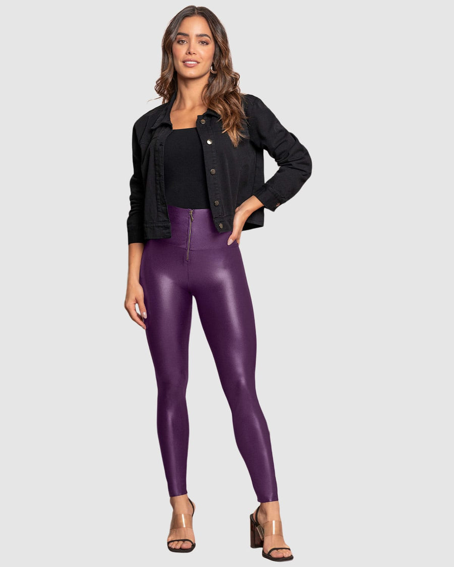 Leggings con control de abdomen y acabado efecto cuero