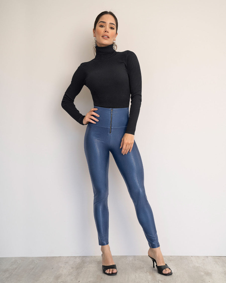 Leggings con control de abdomen y acabado efecto cuero