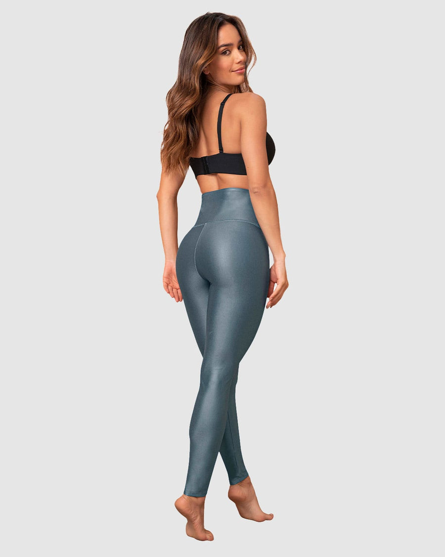 Leggings con control de abdomen y acabado efecto cuero